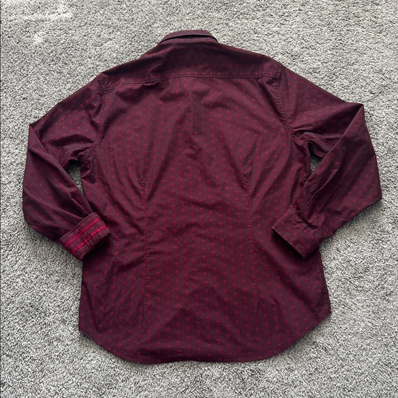 Robert Graham Burgundy Skulls Long Sleeve Button-Down Shirt with Flip Cuffs - XL - Picture 2 of 8